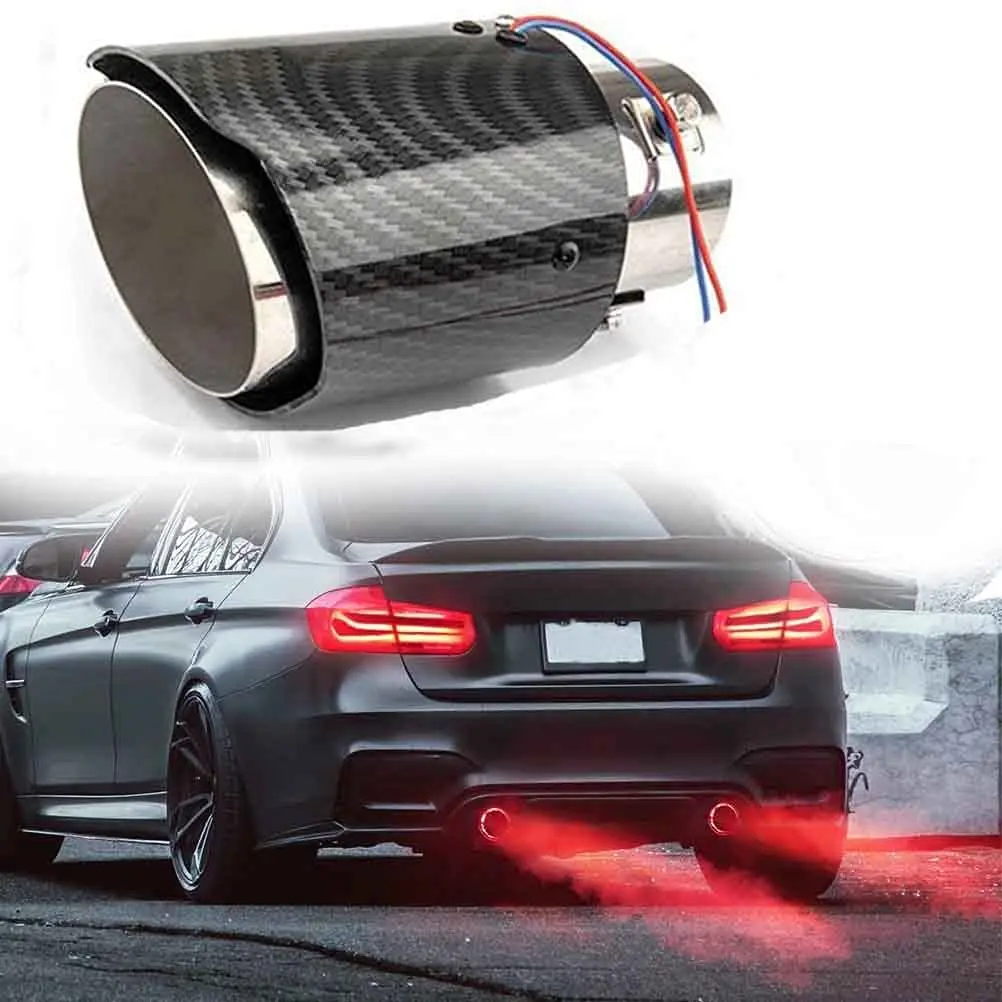 2.5 Inch Carbon Fiber Exhaust Tip With Red LED Lighting, Stainless Steel Muffler Modification For Car Rear Pipe
2.5 Inch Carbon Fiber Exhaust Tip With Red LED Lighting, Stainless Steel Muffler Modification For Car Rear Pipe