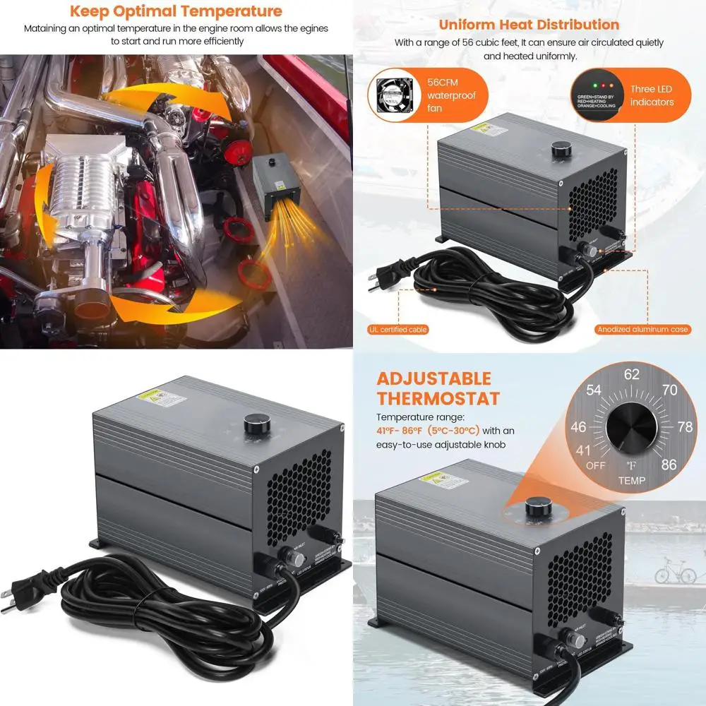 650W Self-Regulating PTC Heater for Boat Engines, Protects Up to 350 Cubic Feet, Prevents Cabin Pump Freezing
650W Self-Regulating PTC Heater for Boat Engines, Protects Up to 350 Cubic Feet, Prevents Cabin Pump Freezing