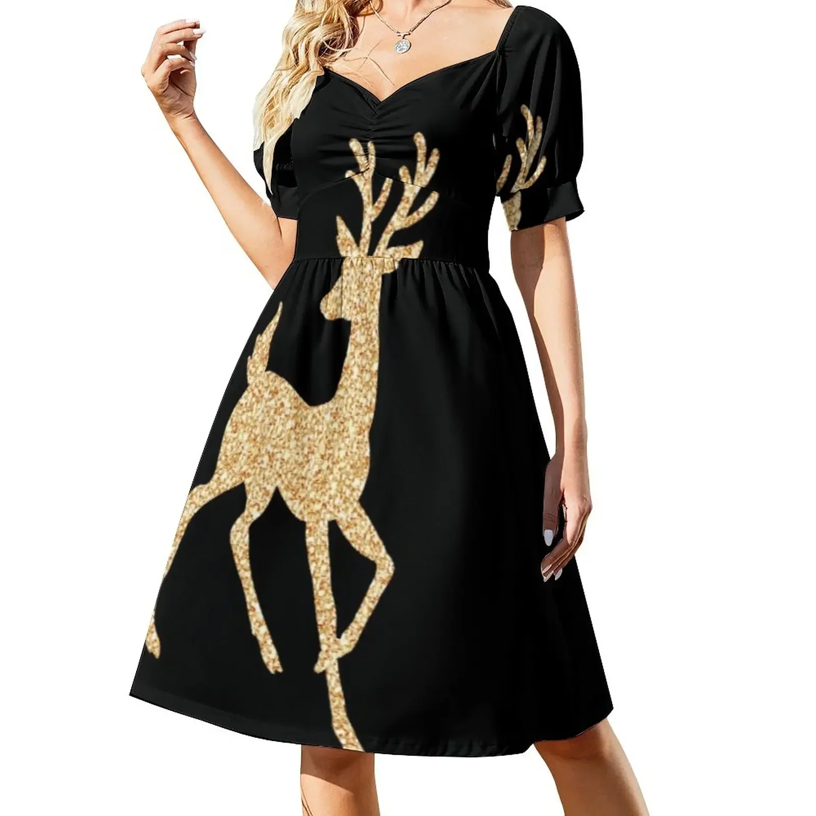 Gold reindeer Short-Sleeved Dress elegant evening dresses for women 2025 Clothing female Woman clothing Clothing Dress
Gold reindeer Short-Sleeved Dress elegant evening dresses for women 2025 Clothing female Woman clothing Clothing Dress