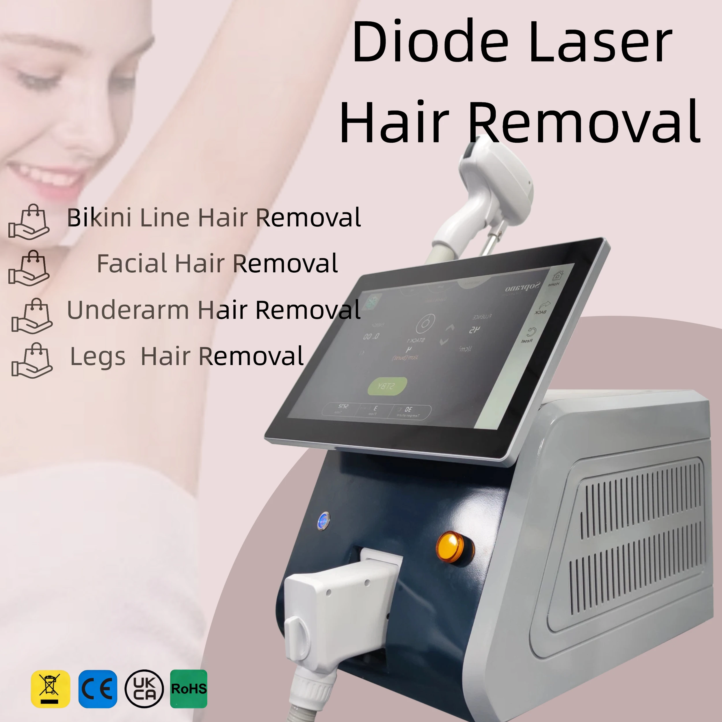 2026 Upgrade Diode Laser 755 808 940 1064nm Multi Wavelengths Hair Removal Machine, Ice-Cooling Head Painless Epilator for Face
2026 Upgrade Diode Laser 755 808 940 1064nm Multi Wavelengths Hair Removal Machine, Ice-Cooling Head Painless Epilator for Face