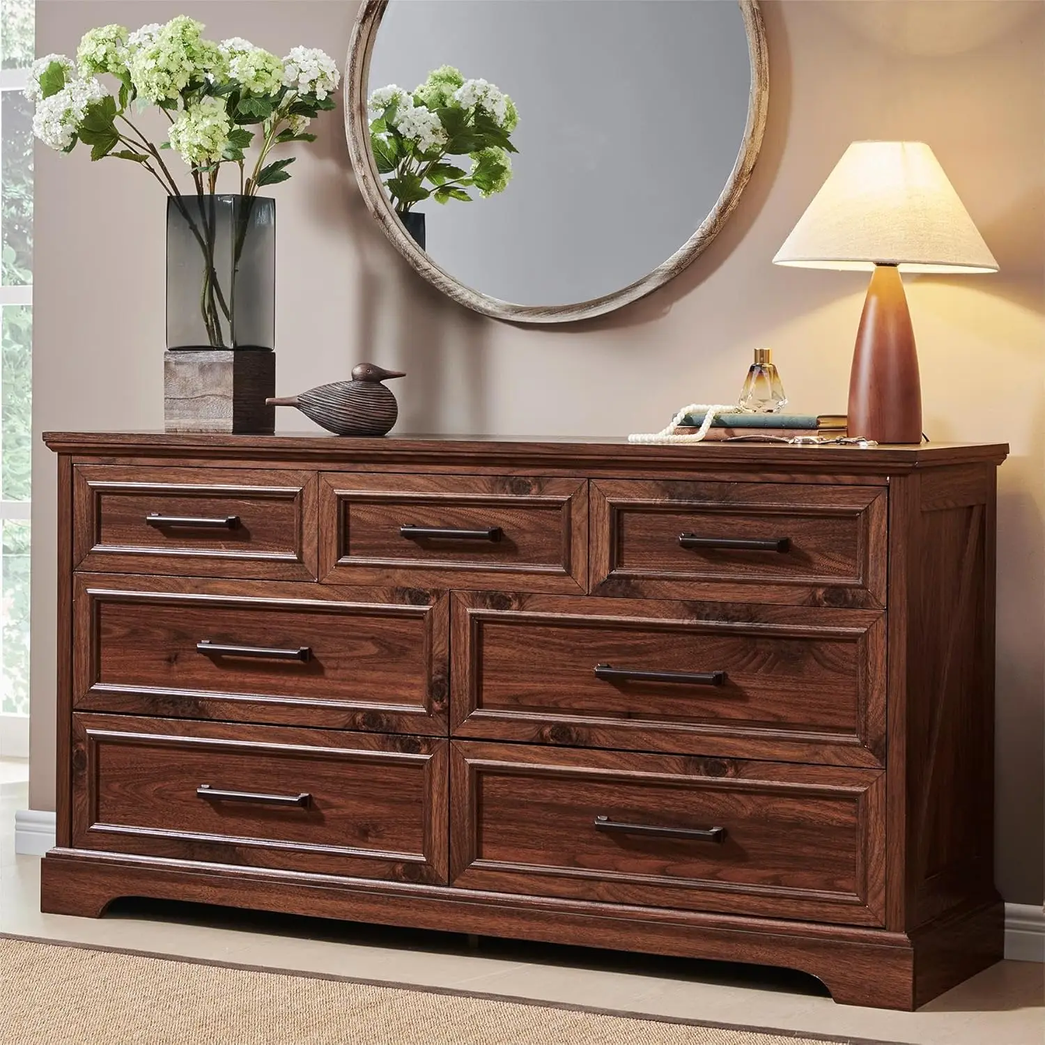 7 Drawer Dresser, Farmhouse Chest of Drawers for Bedroom, 52" Wide Dresser TV Stand with Large Metal Handle, Modern Wood
7 Drawer Dresser, Farmhouse Chest of Drawers for Bedroom, 52" Wide Dresser TV Stand with Large Metal Handle, Modern Wood