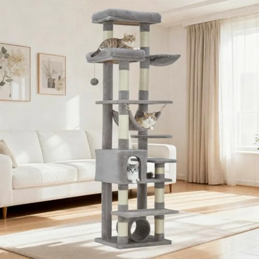 74 Tall Cat Tree for Big Cats Large Cat Tree with Scratching Posts Condo Perches Hammock Tunnel Feeding Station Deep Gray
74 Tall Cat Tree for Big Cats Large Cat Tree with Scratching Posts Condo Perches Hammock Tunnel Feeding Station Deep Gray