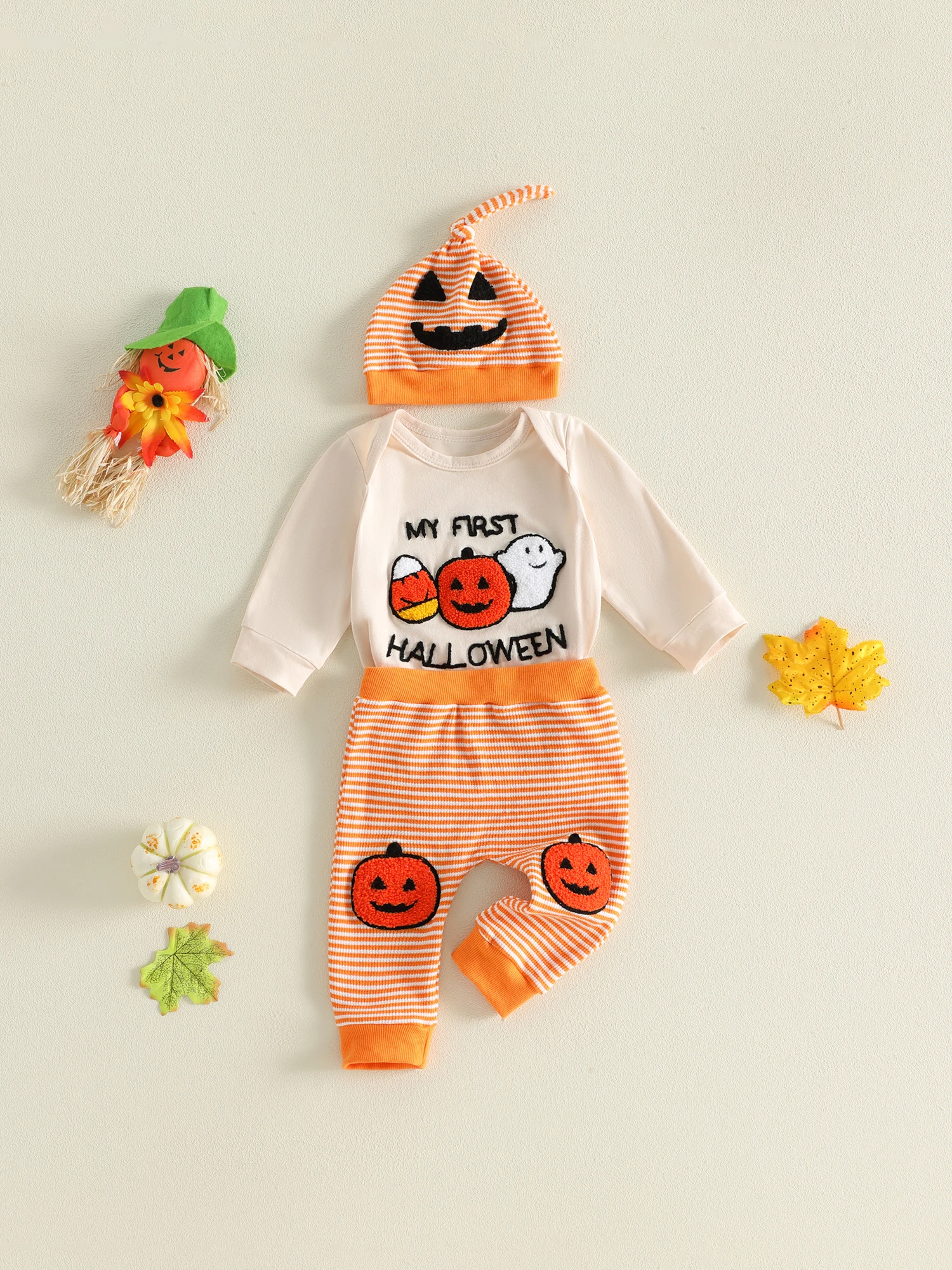 Adorable Toddler Boy Halloween Costume Set with Pumpkin and Ghost Embroidery Long Sleeve Romper Pants and Hat for a Spooky
Adorable Toddler Boy Halloween Costume Set with Pumpkin and Ghost Embroidery Long Sleeve Romper Pants and Hat for a Spooky