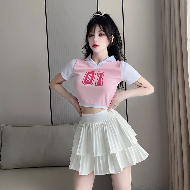 K-pop Girl Group Same Style Cheerleading Uniforms, Women Stage Performance Outfits for College Sports Meet, Student Cheer Team C
K-pop Girl Group Same Style Cheerleading Uniforms, Women Stage Performance Outfits for College Sports Meet, Student Cheer Team C