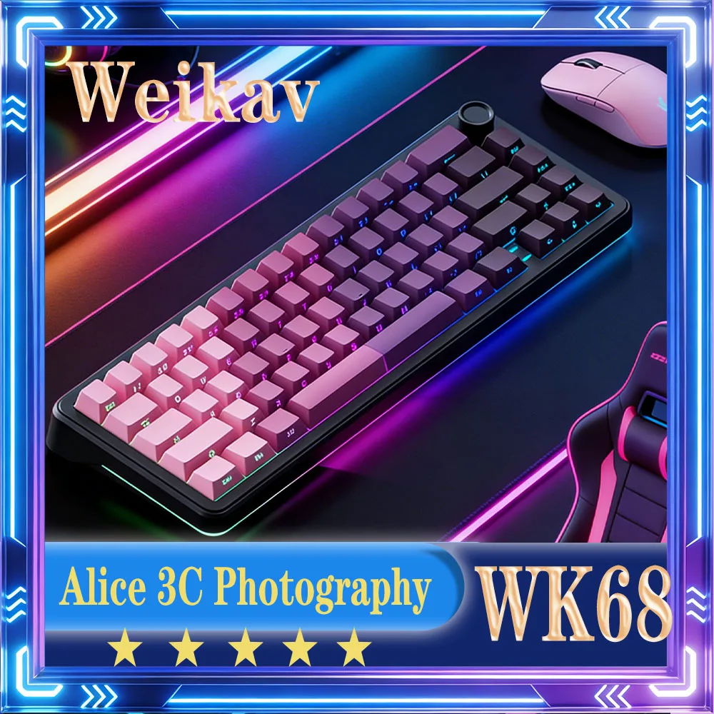 Weikav WK68 Mechanical Keyboard Wireless Tri Mode Hot-swapping with Multi-function Knob Keyboard RGB Gasket Office Ergonomics
Weikav WK68 Mechanical Keyboard Wireless Tri Mode Hot-swapping with Multi-function Knob Keyboard RGB Gasket Office Ergonomics