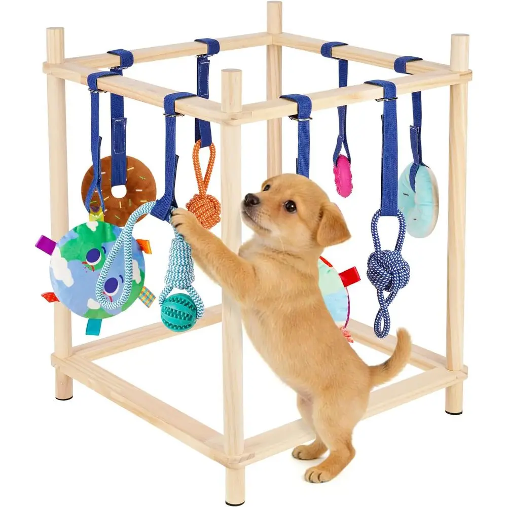 Indoor Wooden Dog Gym with 8 Toys for Puppies and Small Pets
Indoor Wooden Dog Gym with 8 Toys for Puppies and Small Pets