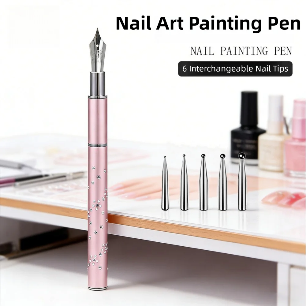 Pink Pen Style Nail Painting Pen, 6 Interchangeable Tips Multi-functional Flower Lining Rhinestone Picker for Home Salon DIY
Pink Pen Style Nail Painting Pen, 6 Interchangeable Tips Multi-functional Flower Lining Rhinestone Picker for Home Salon DIY