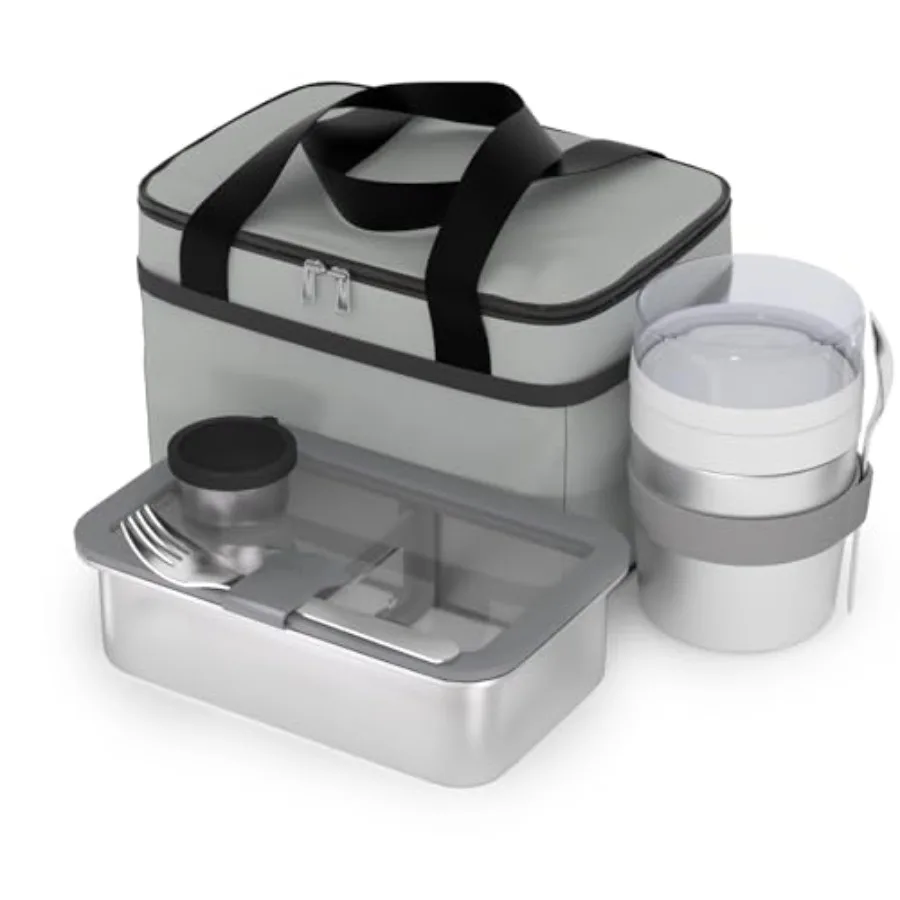 Stainless Steel Bento Box Set for Adult - 42oz Leak-Proof Lunch Box Containers with Thermo Insulated Bag for Work Travel Dining
Stainless Steel Bento Box Set for Adult - 42oz Leak-Proof Lunch Box Containers with Thermo Insulated Bag for Work Travel Dining