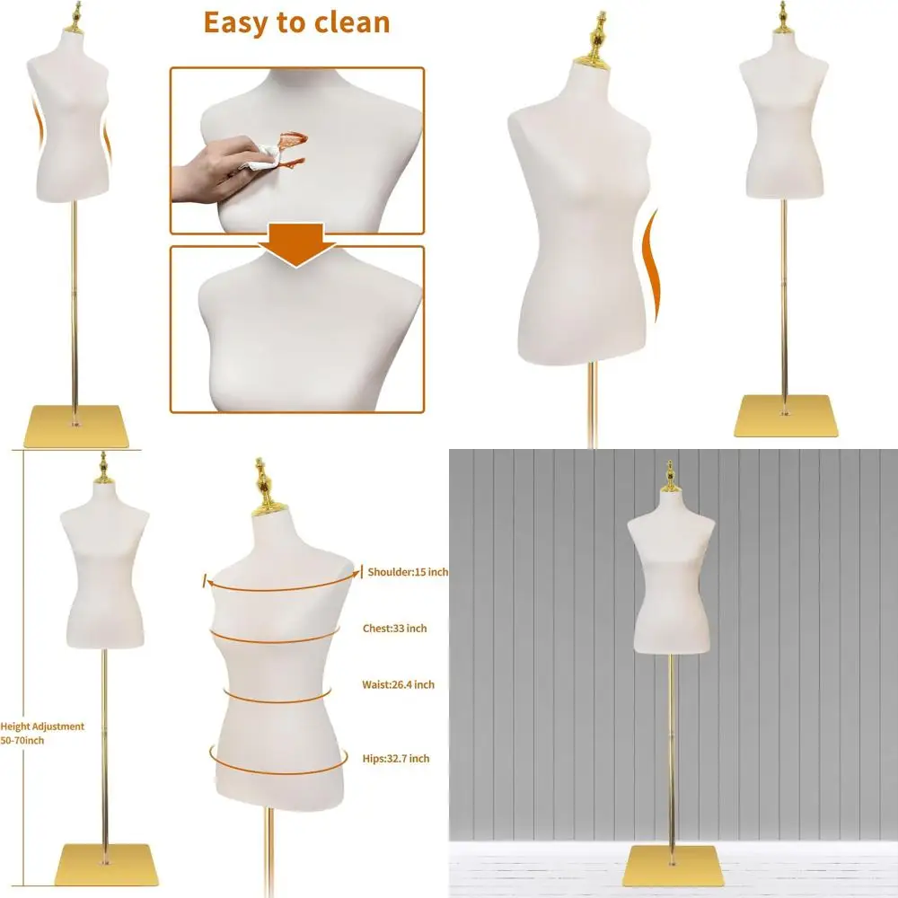Adjustable Height Female Mannequin, 54-76, Metal Stand, Leather-Look Skirt and Shirt, Sewing Display, Beige
Adjustable Height Female Mannequin, 54-76, Metal Stand, Leather-Look Skirt and Shirt, Sewing Display, Beige