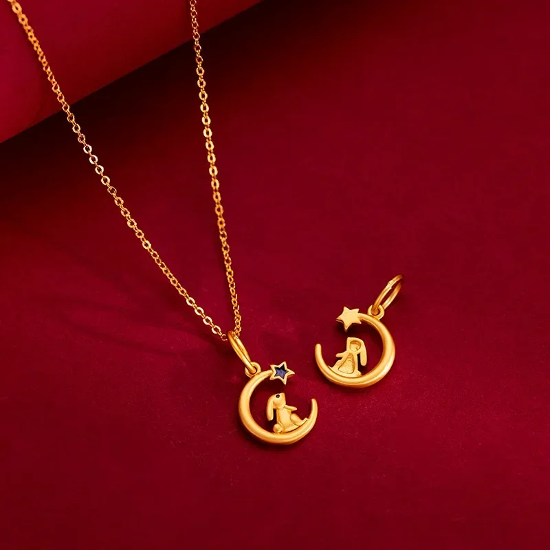 9999 Real Gold 24K Little Moon Rabbit Necklace Cute Soft Girl Wind Student Star Picking Jade Rabbit Collarbone Chain
9999 Real Gold 24K Little Moon Rabbit Necklace Cute Soft Girl Wind Student Star Picking Jade Rabbit Collarbone Chain