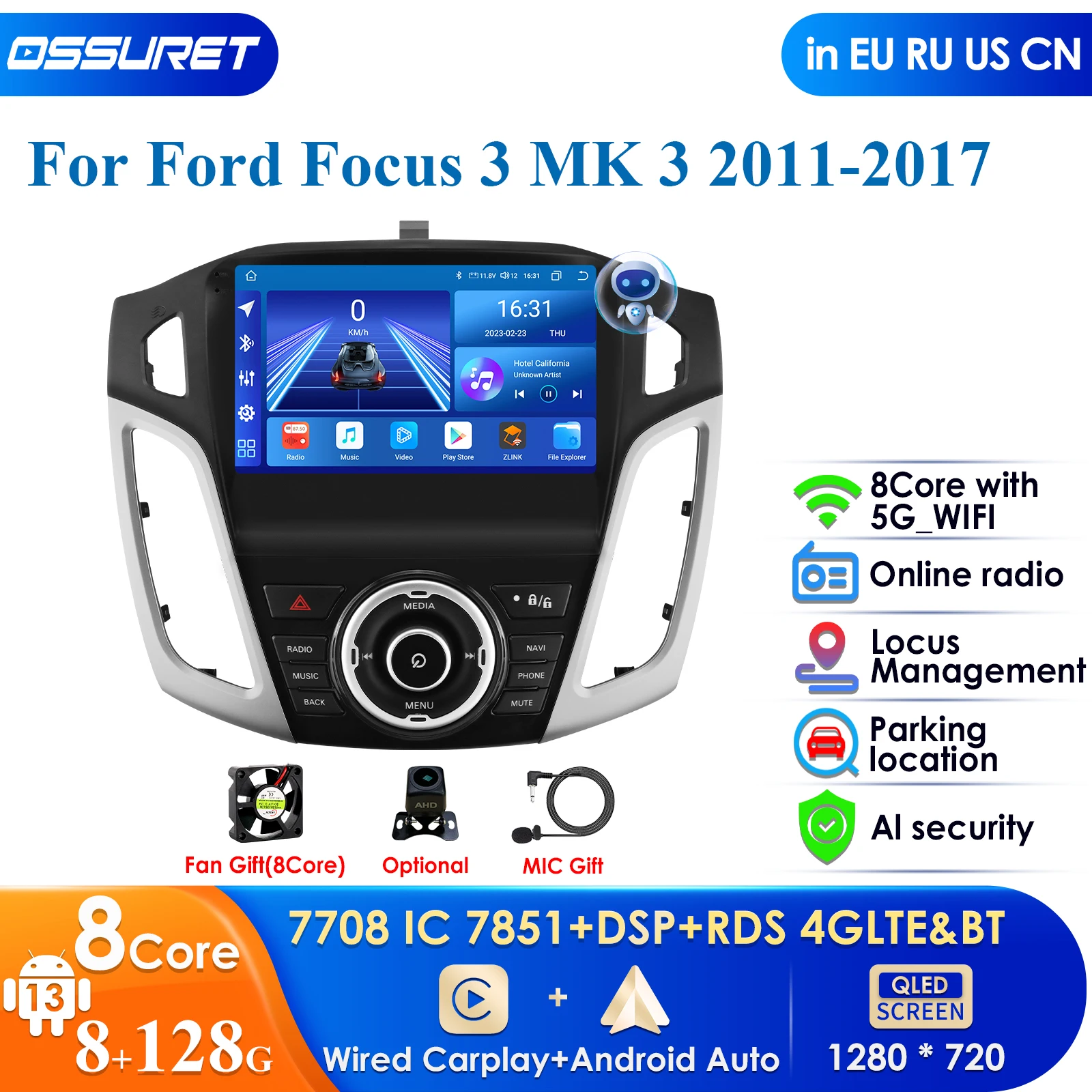 4G Carplay Android 12 Car Radio Multimedia Video Player for Ford Focus 3 2011-2019 Android Auto Stereo Navigation 2din Head Unit
4G Carplay Android 12 Car Radio Multimedia Video Player for Ford Focus 3 2011-2019 Android Auto Stereo Navigation 2din Head Unit