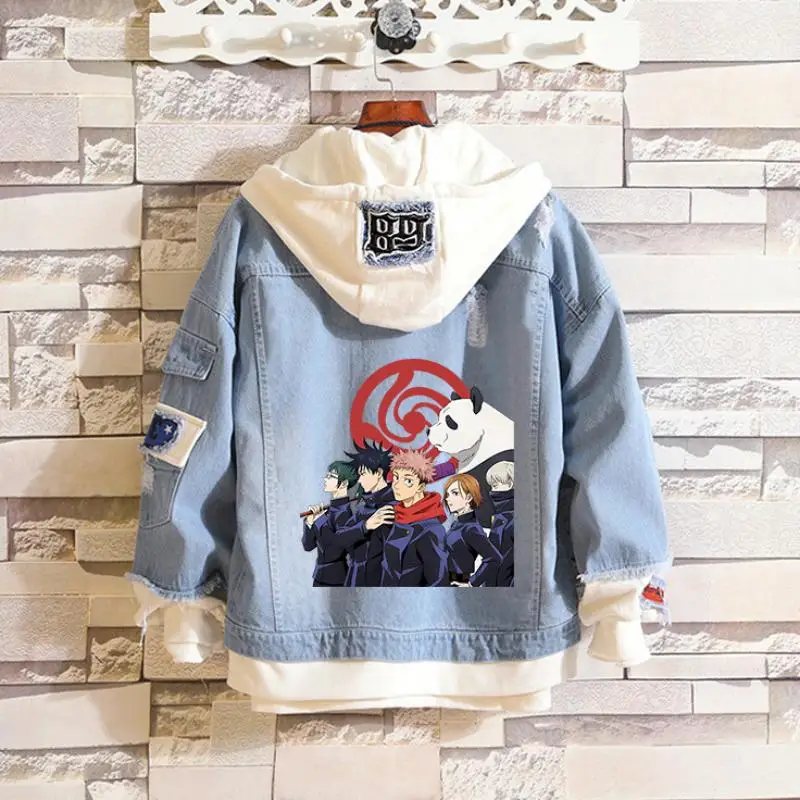 Kawaii Jujutsu Kaisen Anime Peripherals Itadori Yuji Satoru Gojo Cartoon Men's Outdoor Casual Hooded Denim Jacket
Kawaii Jujutsu Kaisen Anime Peripherals Itadori Yuji Satoru Gojo Cartoon Men's Outdoor Casual Hooded Denim Jacket