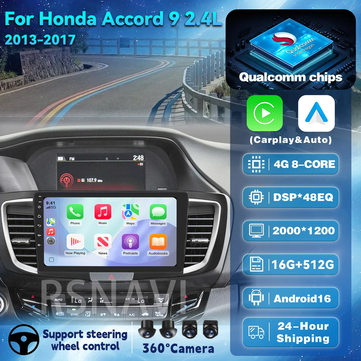 Android 16 Carplay Car Multimedia Radio For Honda ACCORD 9 2.0L 2.4L 012 2013-2015 2016-2018 2Din Player GPS Navigation Stereo
Android 16 Carplay Car Multimedia Radio For Honda ACCORD 9 2.0L 2.4L 012 2013-2015 2016-2018 2Din Player GPS Navigation Stereo