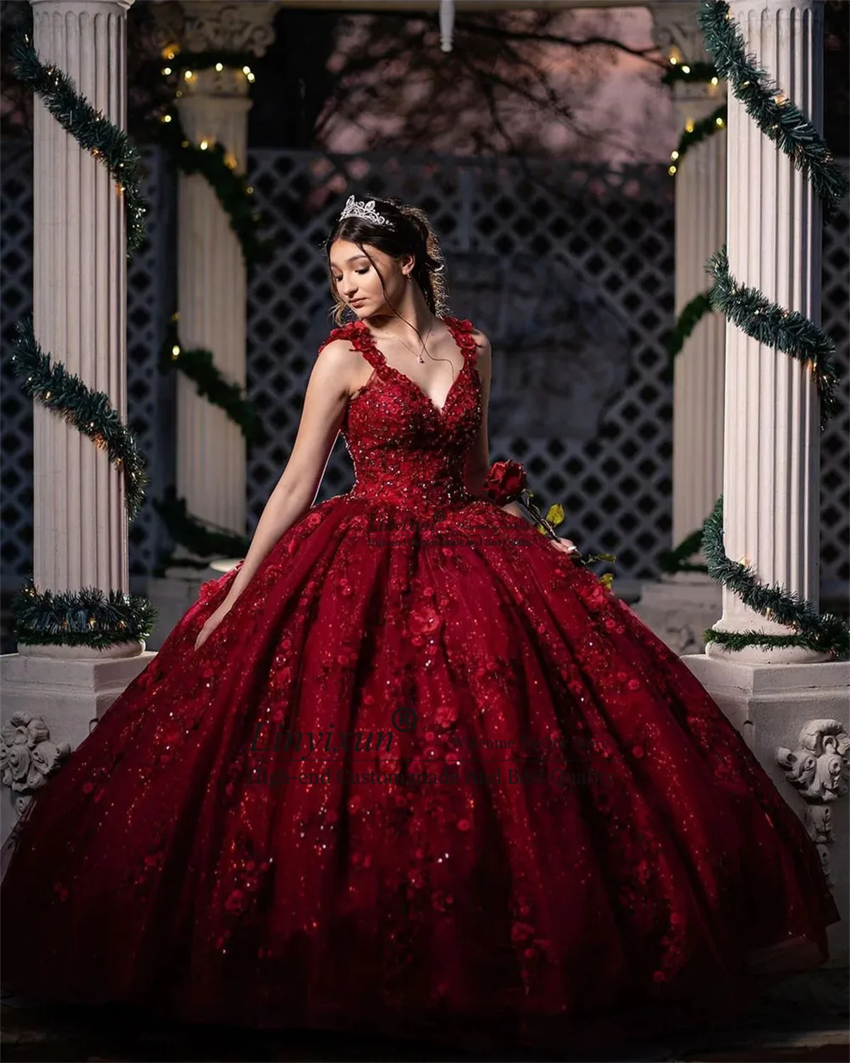Роскошное бальное платье принцессы, платья для Quinceanera, с 3D цветами, кружевом, аппликацией, кристаллами, бусинами, милое 16, платье с V-образным вырезом, платья 15 лет
Роскошное бальное платье принцессы, платья для Quinceanera, с 3D цветами, кружевом, аппликацией, кристаллами, бусинами, милое 16, платье с V-образным вырезом, платья 15 лет