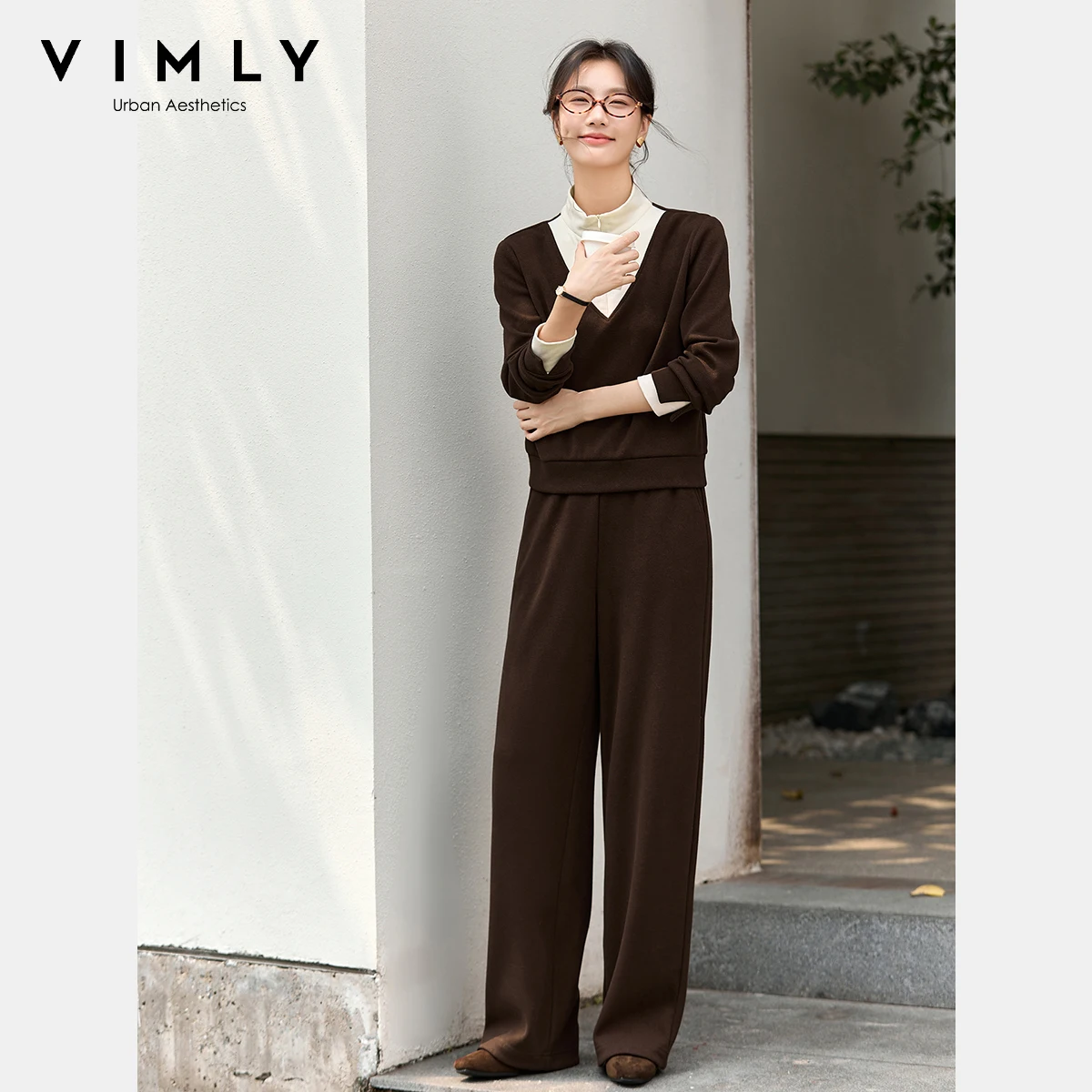 VIMLY Women's Pant Sets Two Pieces Casual Brown Patchwork Stand Neck Full Sleeve Tops Wide Trousers 2025 Winter Pant Sets A3126
VIMLY Women's Pant Sets Two Pieces Casual Brown Patchwork Stand Neck Full Sleeve Tops Wide Trousers 2025 Winter Pant Sets A3126