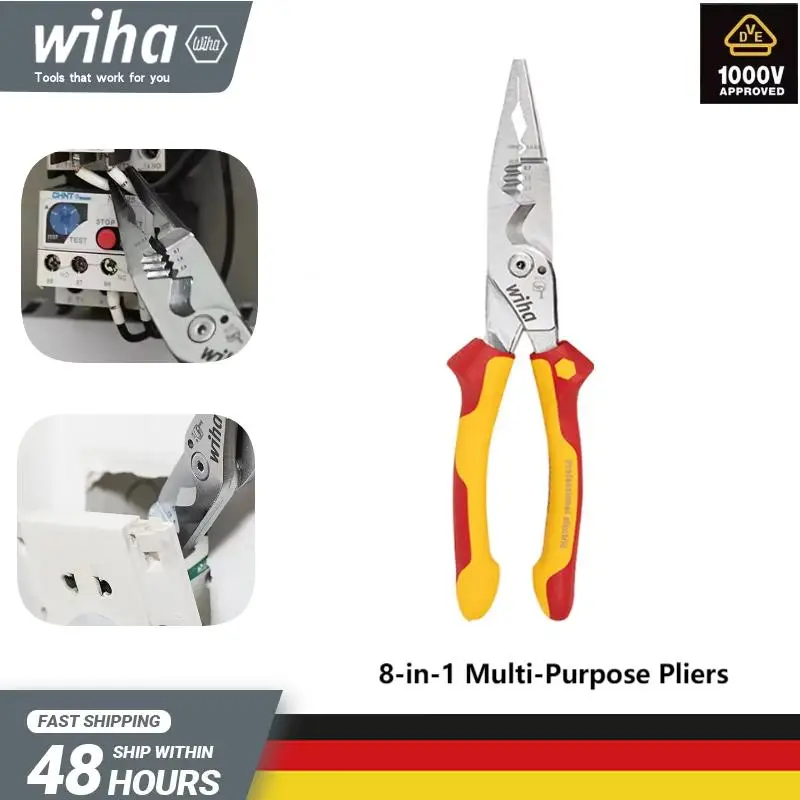 Genuine Wiha 45489 8-in-1 Multi-Purpose Pliers Industrial Electrician Insulated Wire Strippers 1000V VDE Test Simple to Use
Genuine Wiha 45489 8-in-1 Multi-Purpose Pliers Industrial Electrician Insulated Wire Strippers 1000V VDE Test Simple to Use