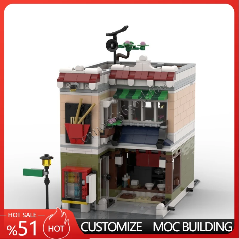 922PCS MOC Modular City Street View Construct Noodle Shop Model Block kit DIY Puzzle Assembly Toys For Children Festival Gift
922PCS MOC Modular City Street View Construct Noodle Shop Model Block kit DIY Puzzle Assembly Toys For Children Festival Gift