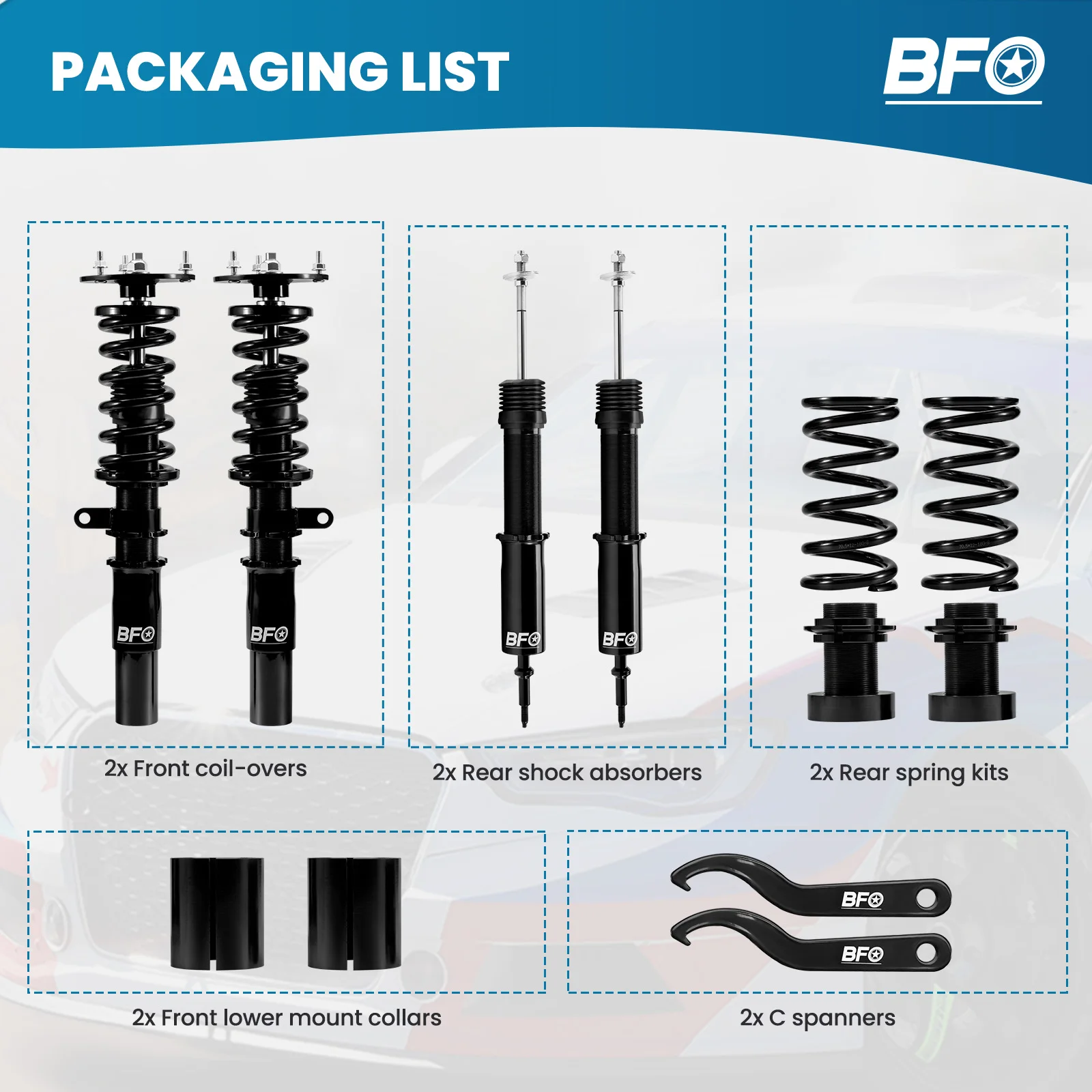 Coilovers, Suspension Struts For BMW 3 Series (E91) Estate / Touring (2004-2012) Coil Spring Kit For BMW 3 Series (E90) Saloon
Coilovers, Suspension Struts For BMW 3 Series (E91) Estate / Touring (2004-2012) Coil Spring Kit For BMW 3 Series (E90) Saloon