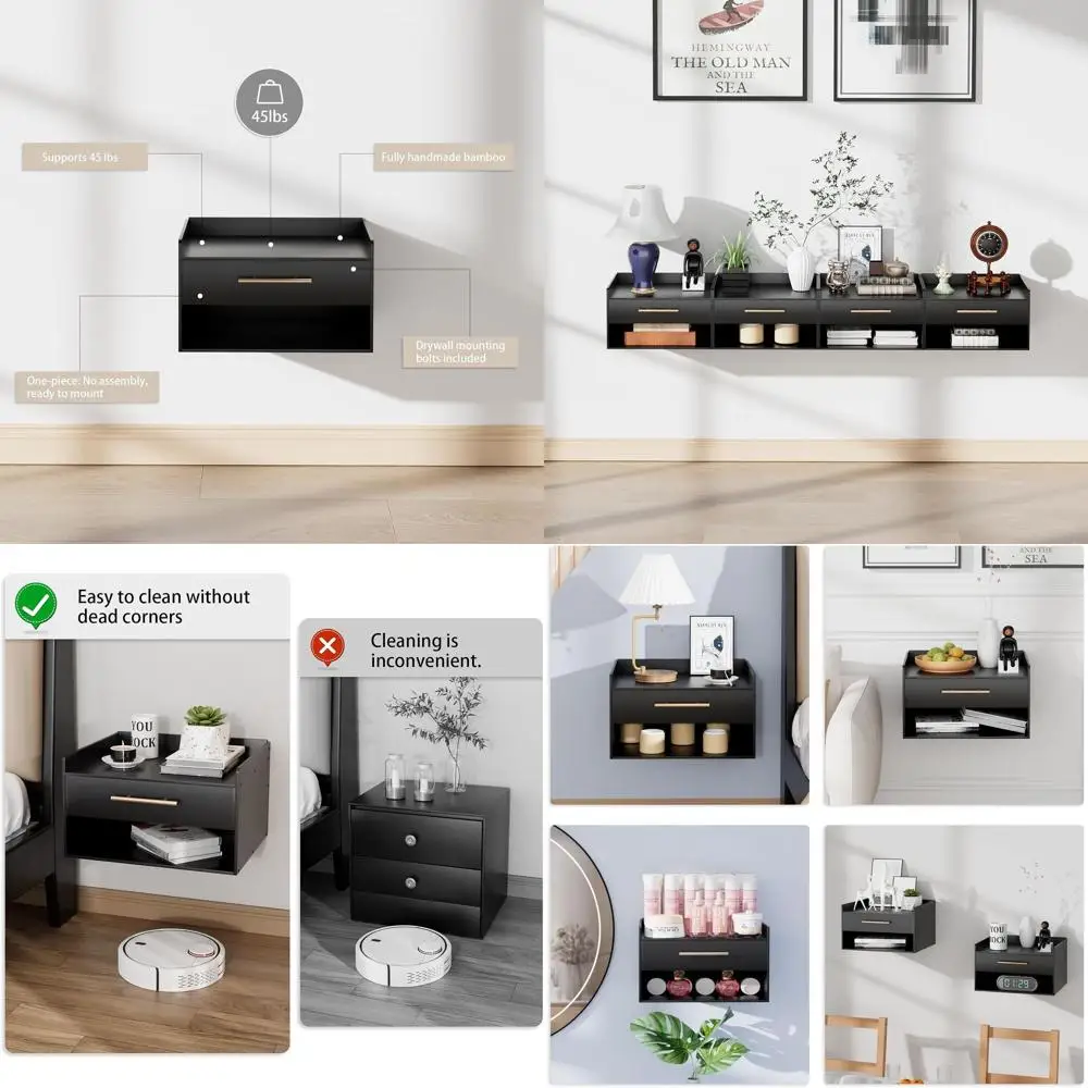 Contemporary Bamboo Nightstand with Drawer and Open Shelf for Bedroom, Living Room, and Kitchen Use (Black, Requires Assembly)
Contemporary Bamboo Nightstand with Drawer and Open Shelf for Bedroom, Living Room, and Kitchen Use (Black, Requires Assembly)