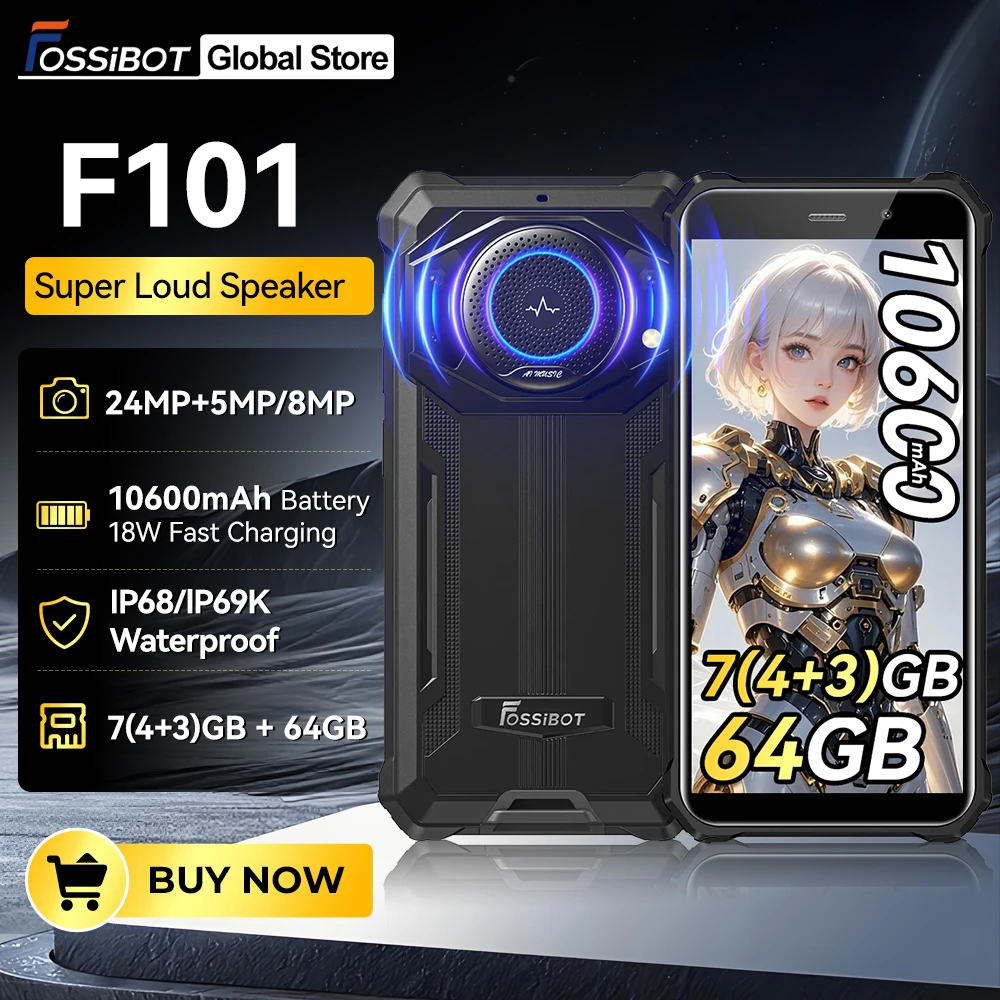 FOSSiBOT F101 4GB 64GB, Super Loud Speaker,10600mAh Battery,18W Fast Charge,24MP Camera,5.45 Inch HD Display,IP68 Waterproof,4G
FOSSiBOT F101 4GB 64GB, Super Loud Speaker,10600mAh Battery,18W Fast Charge,24MP Camera,5.45 Inch HD Display,IP68 Waterproof,4G