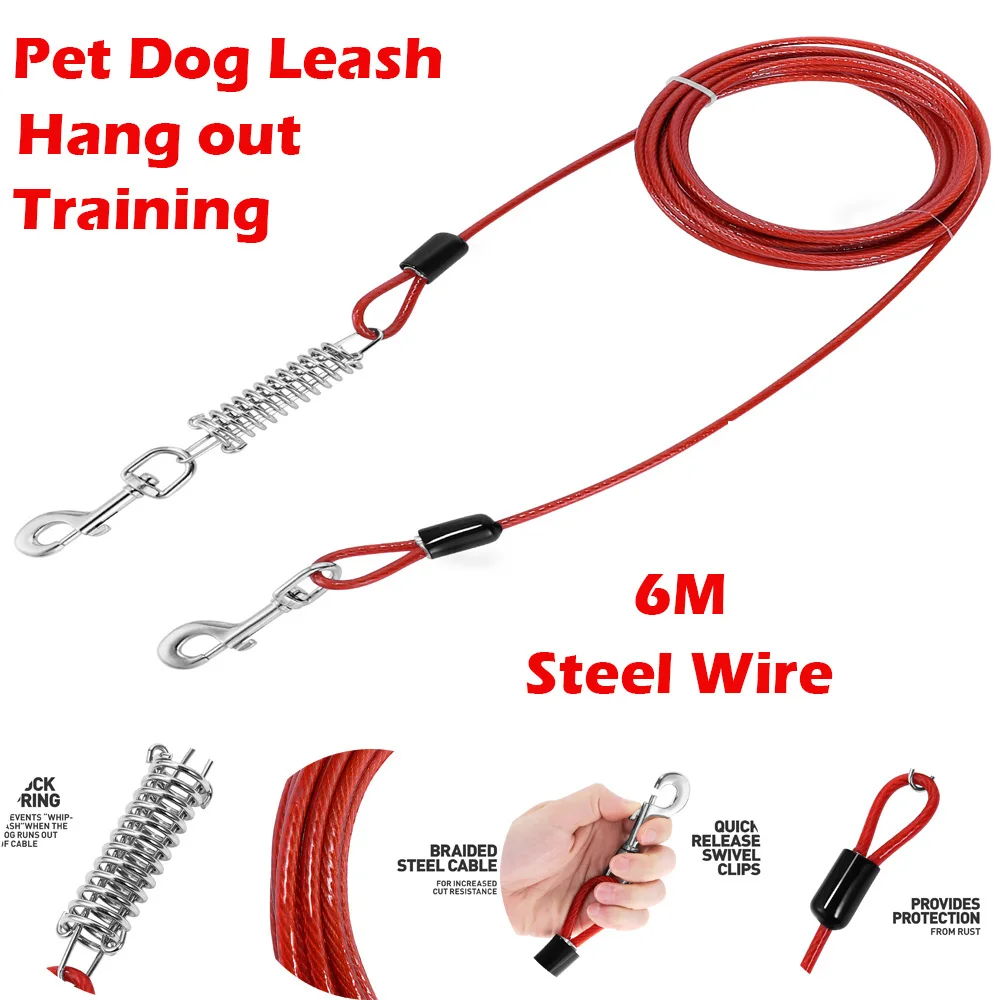 Pet Dog Leash Cable for Large Dogs Coiled Tie-out Tethers Outdoors Rope Steel Chain Garden 
Pet Dog Leash Cable for Large Dogs Coiled Tie-out Tethers Outdoors Rope Steel Chain Garden