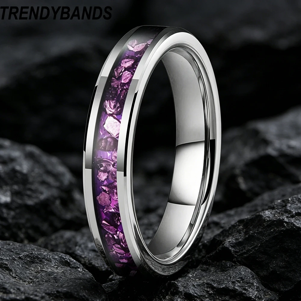 4mm Tungsten Rings Purple Gemstone Inlay Fashion Jewelry Engagement Wedding Bands Mens Womens Polished Shiny Comfort Fit
4mm Tungsten Rings Purple Gemstone Inlay Fashion Jewelry Engagement Wedding Bands Mens Womens Polished Shiny Comfort Fit