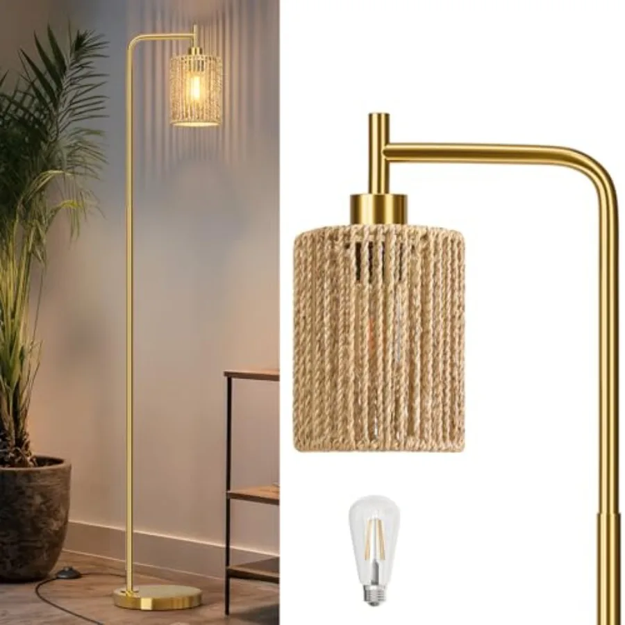 66" Gold Floor Lamp for Living Room, Boho Floor Lamp with LED Bulb, Feet Switch, Rattan Shade, Industrial Tall Farmhouse Standi
66" Gold Floor Lamp for Living Room, Boho Floor Lamp with LED Bulb, Feet Switch, Rattan Shade, Industrial Tall Farmhouse Standi