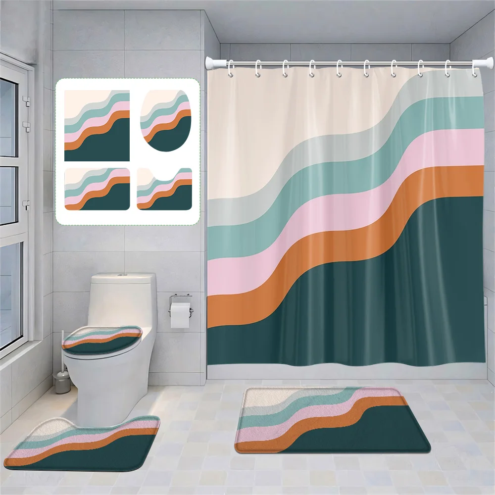 Nordic Minimalist Abstract Geometric Bathroom suit Morandi Shower Curtain Floor Mat Toilet Mat Four-piece Home Decoration
Nordic Minimalist Abstract Geometric Bathroom suit Morandi Shower Curtain Floor Mat Toilet Mat Four-piece Home Decoration