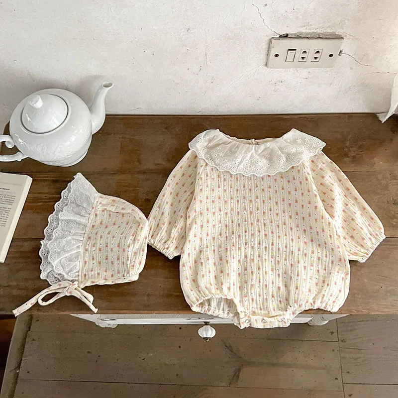 Autumn Spring Children Clothes Newborn Baby Girls Bodysuits+Hat Long Sleeved Cotton Printed Stitching Korean Style Climbing Suit
Autumn Spring Children Clothes Newborn Baby Girls Bodysuits+Hat Long Sleeved Cotton Printed Stitching Korean Style Climbing Suit