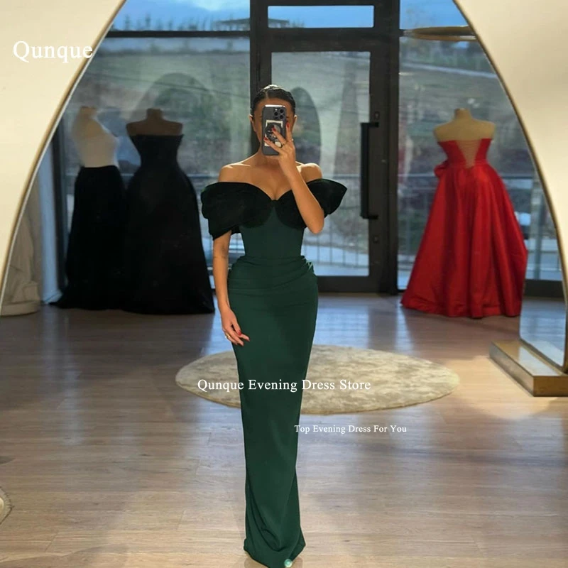 Qunque Sexy Short Sleeves Off Shoulder Evening Dresses Women Green Velour Pleat Mermaid Party Gowns Customized Vestidos De Noche
Qunque Sexy Short Sleeves Off Shoulder Evening Dresses Women Green Velour Pleat Mermaid Party Gowns Customized Vestidos De Noche