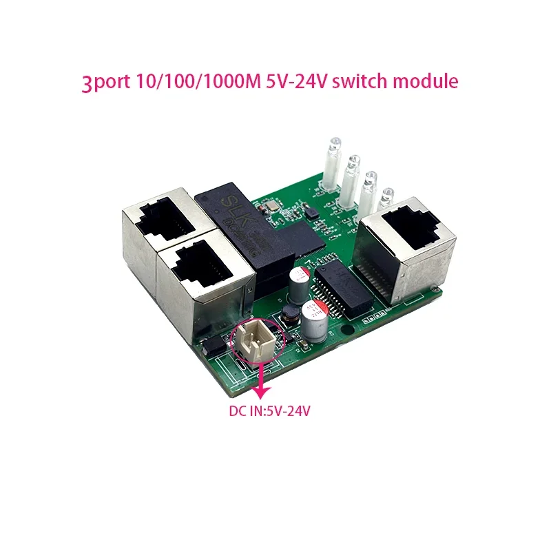 3port Gigabit switch module 5V-24V is PCBA board 3port 10/100/1000m contact port mini switch module din 4pin cable
3port Gigabit switch module 5V-24V is PCBA board 3port 10/100/1000m contact port mini switch module din 4pin cable