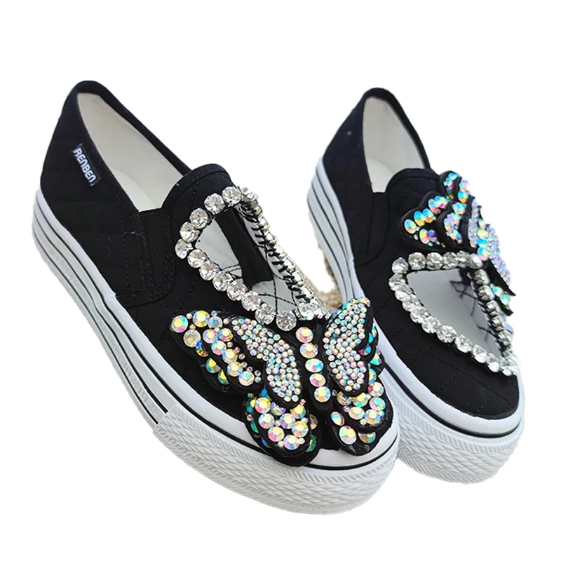 Кроссовки для девочек, дышащие холщовые туфли, платформа 4 см, большие разноцветные, со стразами, Бабочка, ручная работа
Кроссовки для девочек, дышащие холщовые туфли, платформа 4 см, большие разноцветные, со стразами, Бабочка, ручная работа