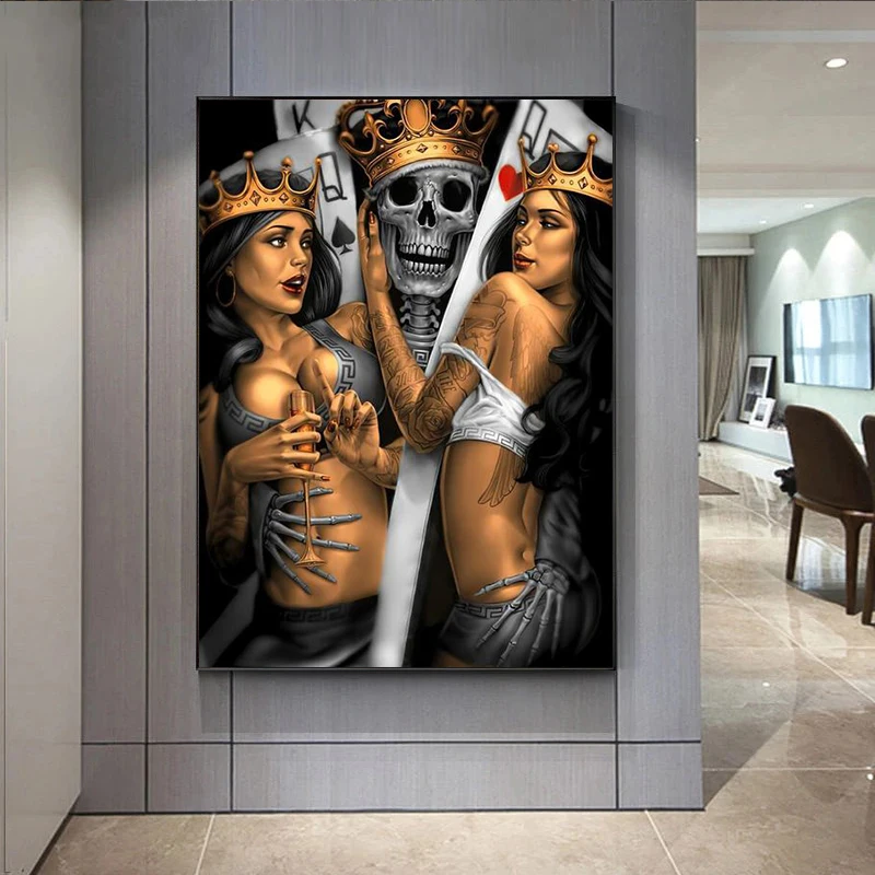 Playing Cards King Queen Canvas Prints Skull Kiss Beautiful Woman Poster Prints Couple Love Wall Art Pictures for Home Decor
Playing Cards King Queen Canvas Prints Skull Kiss Beautiful Woman Poster Prints Couple Love Wall Art Pictures for Home Decor