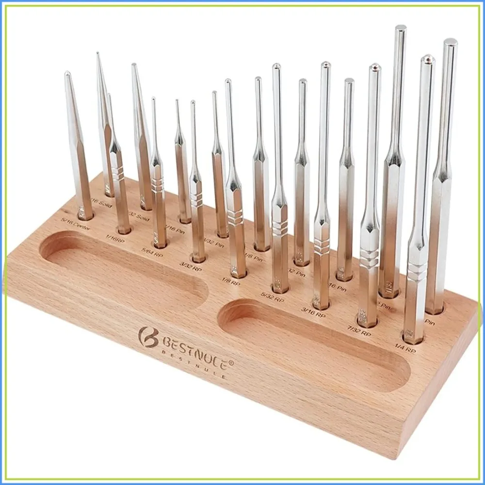 18 Pcs Pin Punch Set, Steel Center Punch & Nail Punch with Beech Block for Machinery Maintenance
18 Pcs Pin Punch Set, Steel Center Punch & Nail Punch with Beech Block for Machinery Maintenance