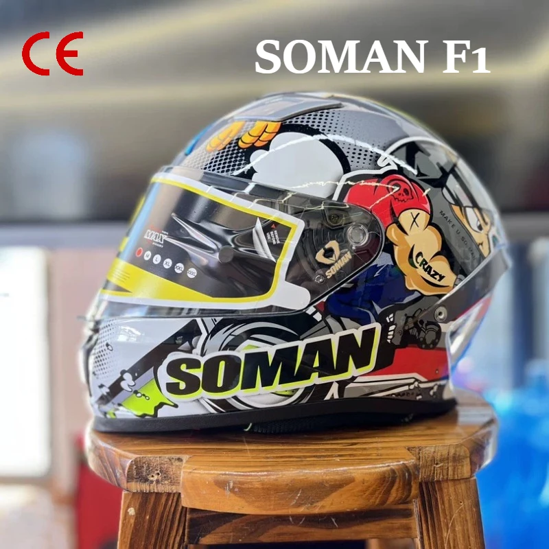 SOMAN F1 Motor Full Helmet Motorbike Riding Accessories Cascos Noise Reduction Racing Capacetes De DOT Approved &3C Certified
SOMAN F1 Motor Full Helmet Motorbike Riding Accessories Cascos Noise Reduction Racing Capacetes De DOT Approved &3C Certified