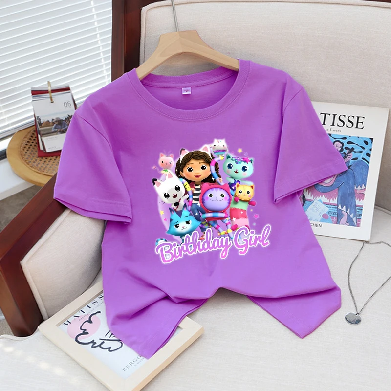 Gabby Dollhouses Purple T-shirt Girl's Short Sleeve Cute Anime Toys Print Tee Shirt Cotton Kids Summer Clothes Kawaii Party Gift
Gabby Dollhouses Purple T-shirt Girl's Short Sleeve Cute Anime Toys Print Tee Shirt Cotton Kids Summer Clothes Kawaii Party Gift