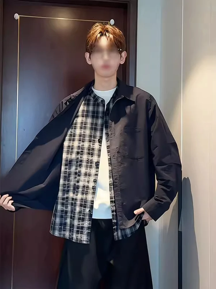 Deep Blue Plaid Patchwork Men's Shirt Jacket Spring High Design Shoulder Flip Collar Jacket Casual Style Standard Fit Long Sl...
Deep Blue Plaid Patchwork Men's Shirt Jacket Spring High Design Shoulder Flip Collar Jacket Casual Style Standard Fit Long Sl...