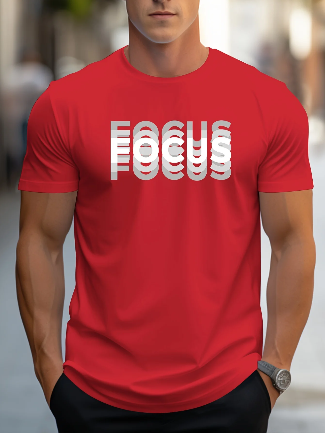Men's 100% cotton casual sports loose oversized Focus print round neck short sleeved T-shirt top
Men's 100% cotton casual sports loose oversized Focus print round neck short sleeved T-shirt top