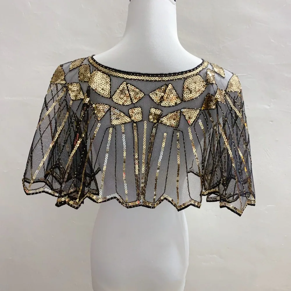 Beaded Decoration Women's Sequins Shawl Mesh Short Cover Evening Cape Vintage Up Dress Accessory Flapper Party Shawl Wedding
Beaded Decoration Women's Sequins Shawl Mesh Short Cover Evening Cape Vintage Up Dress Accessory Flapper Party Shawl Wedding