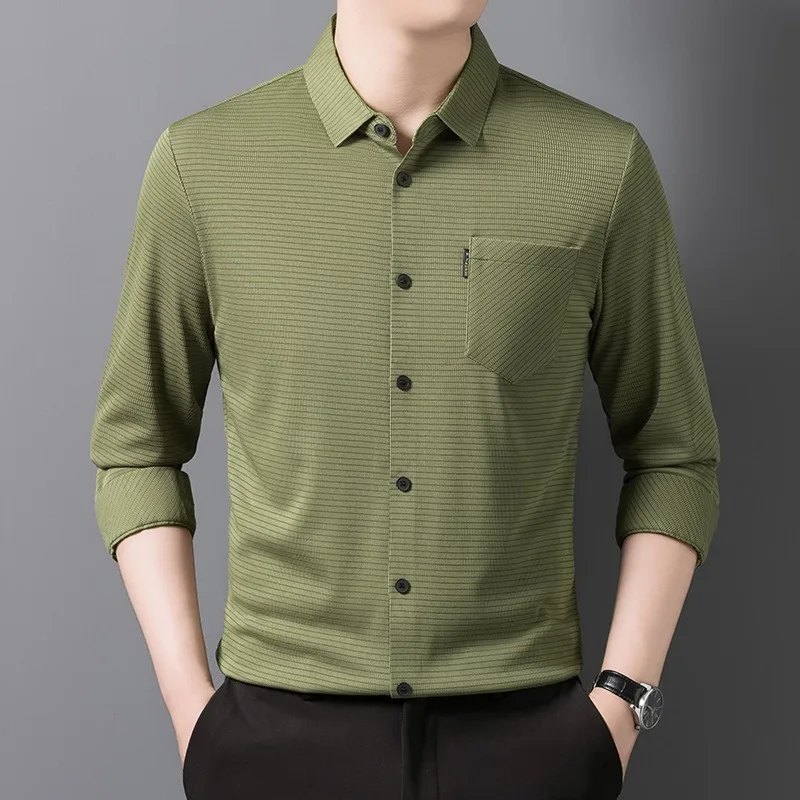 Premium Men Dress Shirts Breast Pocket Anti Wrinkle Seamless Elastic Tops Breathable High End Business Long Sleeve No Iron Shirt
Premium Men Dress Shirts Breast Pocket Anti Wrinkle Seamless Elastic Tops Breathable High End Business Long Sleeve No Iron Shirt
