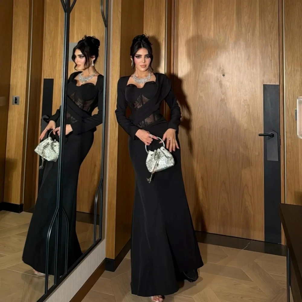 Black Lace Long Sleeves Bespoke Occasion Gown Evening Dresses Prom Pastrol Unisex Jersey Retro Dubai Saudi Arabic Customized
Black Lace Long Sleeves Bespoke Occasion Gown Evening Dresses Prom Pastrol Unisex Jersey Retro Dubai Saudi Arabic Customized