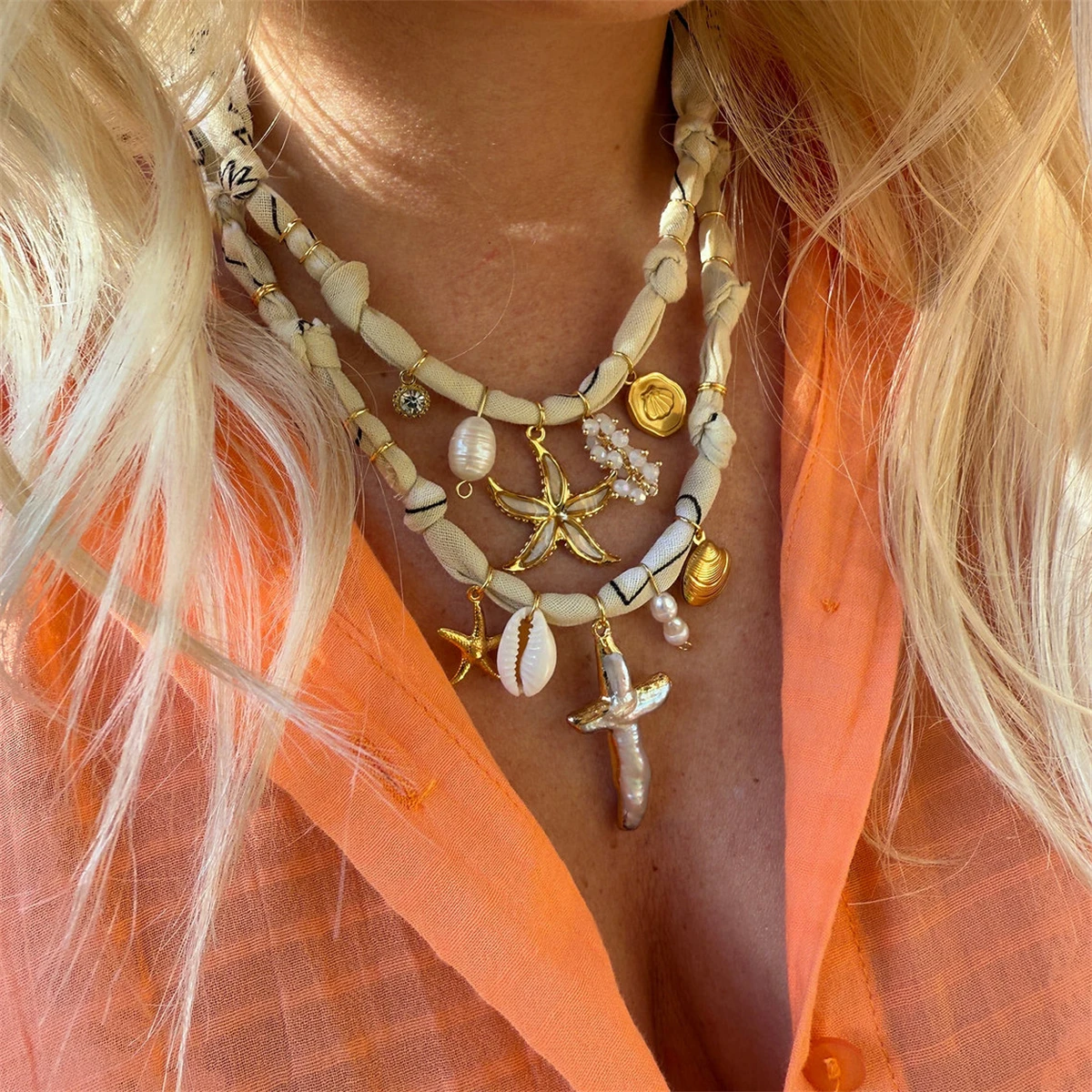 Ocean Wind Shell Turquoise Multi layer Ribbon Pendant Necklace Beach Sea Star Bead Necklace Female
Ocean Wind Shell Turquoise Multi layer Ribbon Pendant Necklace Beach Sea Star Bead Necklace Female