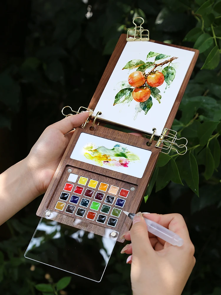 Складная акварельная дорожная коробка из орехового дерева с однотонными красками, акварельные инструменты для рисования художника, канцелярские принадлежности, школьные и офисные товары для рукоделия
Складная акварельная дорожная коробка из орехового дерева с однотонными красками, акварельные инструменты для рисования художника, канцелярские принадлежности, школьные и офисные товары для рукоделия