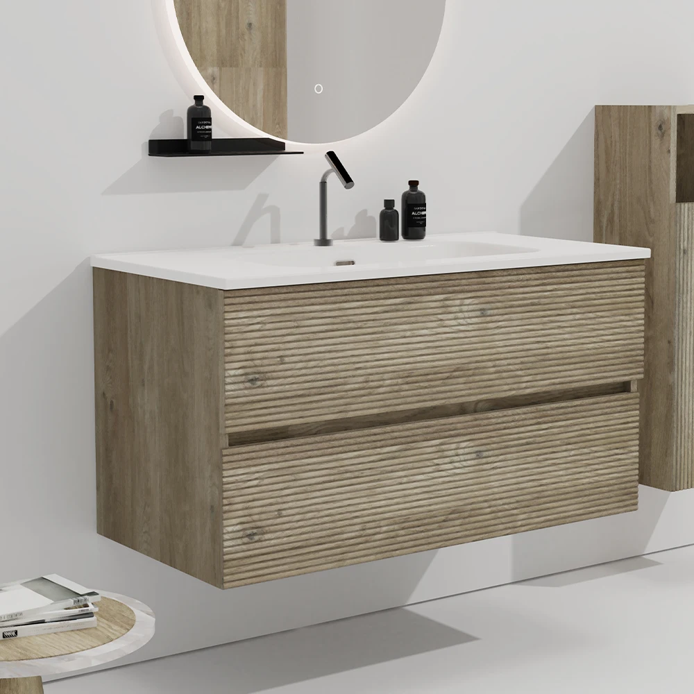 SH.KL 36" Wall Mounted Rough Oak Bathroom Vanity with Ceramic Sink, Floating Vanities, Pre-assembled, Bathroom Furniture
SH.KL 36" Wall Mounted Rough Oak Bathroom Vanity with Ceramic Sink, Floating Vanities, Pre-assembled, Bathroom Furniture