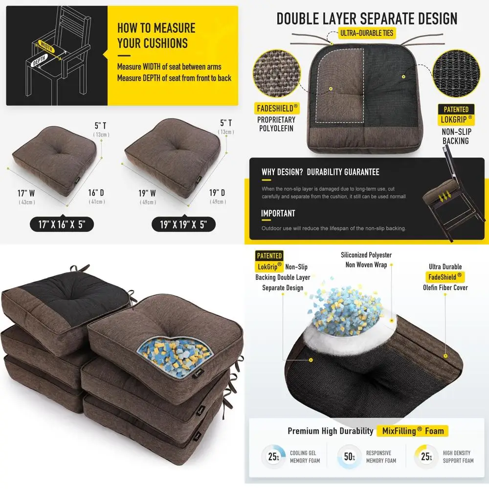 Подушки для стула из пены с эффектом памяти для облегчения боли в копчике, набор из 6 шт., 17x16, тафтинговые, устойчивые к пятнам, прочные подушечки для сидений для кухни, Di
Подушки для стула из пены с эффектом памяти для облегчения боли в копчике, набор из 6 шт., 17x16, тафтинговые, устойчивые к пятнам, прочные подушечки для сидений для кухни, Di