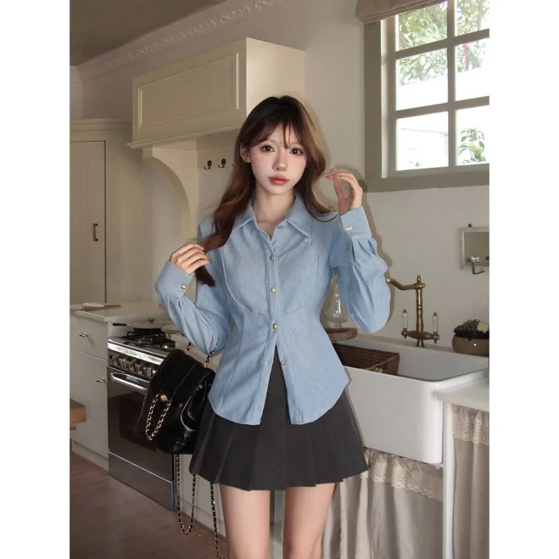 Spring Autumn Simplicity Office Lady Slim Solid Color Polo Collar Long Sleeve Shirts Women Fashion Trend All-match Sweet Tops
Spring Autumn Simplicity Office Lady Slim Solid Color Polo Collar Long Sleeve Shirts Women Fashion Trend All-match Sweet Tops