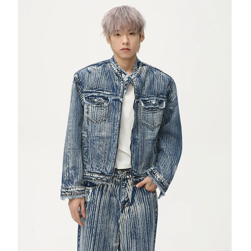 High Street Men's Two-piece Solid Color Stand Collar Washing Denim Jackets Straight Leg Male Trousers Personalized
High Street Men's Two-piece Solid Color Stand Collar Washing Denim Jackets Straight Leg Male Trousers Personalized