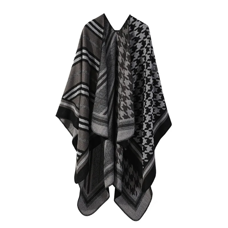 Thousand Bird Striped Shawl Top Imitation Cashmere Thickened Warm Cloak Thickened Checkered Fashion Versatile Scarf New Style
Thousand Bird Striped Shawl Top Imitation Cashmere Thickened Warm Cloak Thickened Checkered Fashion Versatile Scarf New Style
