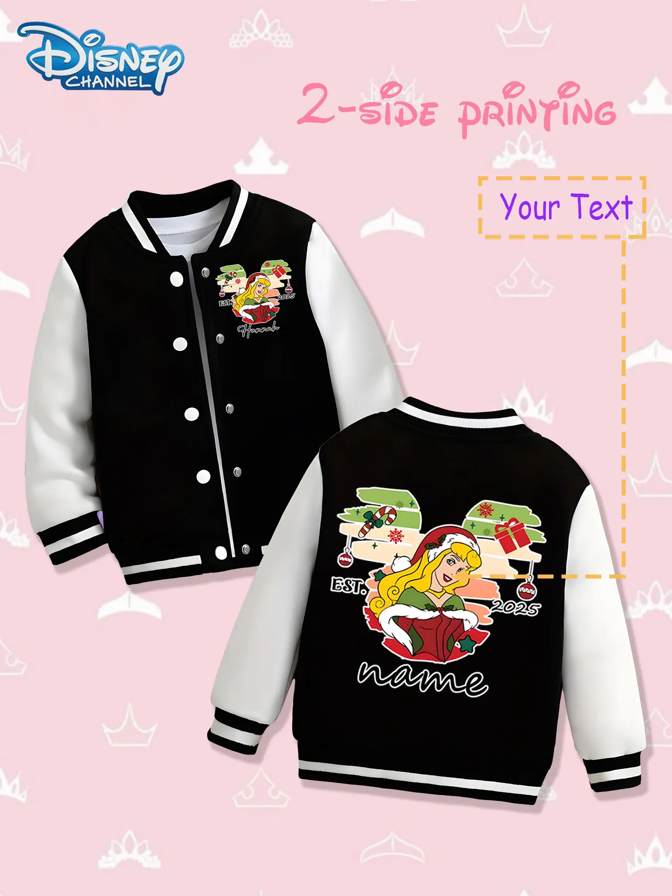 MINISO Disney Princess Christmas Collection Girls' Baseball Jacket - Double-sided colorful prints, warm and rich in autumn and w 
MINISO Disney Princess Christmas Collection Girls' Baseball Jacket - Double-sided colorful prints, warm and rich in autumn and w