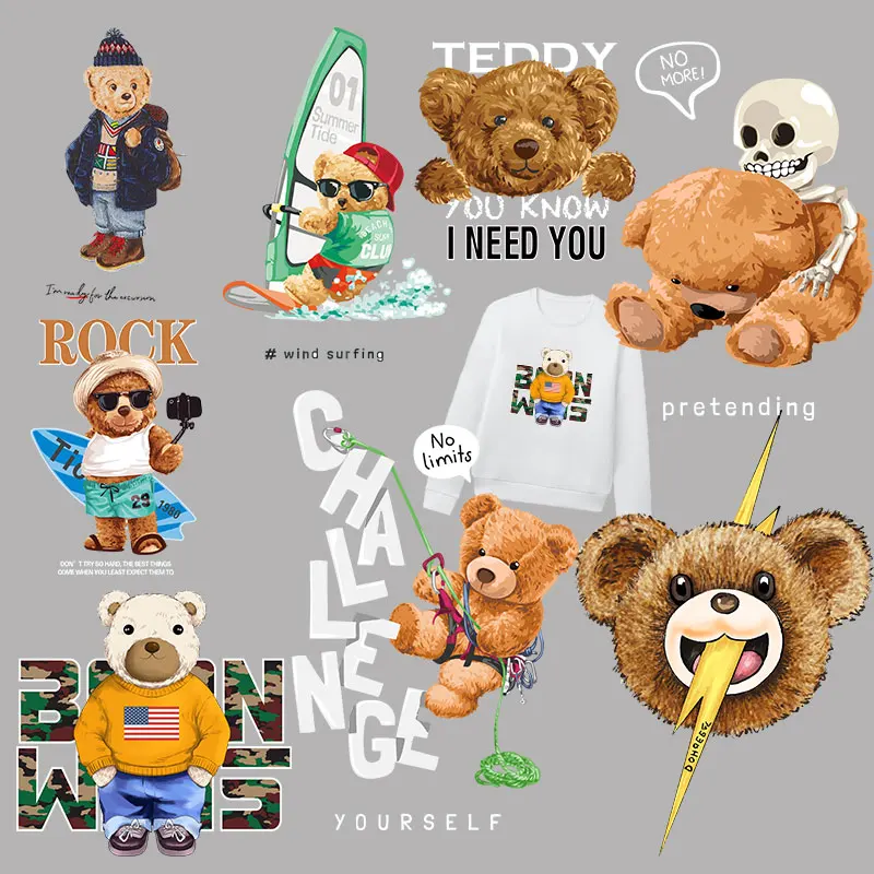 Cartoon surfing skull bear animal pattern Heat Vinyl Ironing Stickers Decor Letter Stickers Clothing thermoadhesive patches
Cartoon surfing skull bear animal pattern Heat Vinyl Ironing Stickers Decor Letter Stickers Clothing thermoadhesive patches